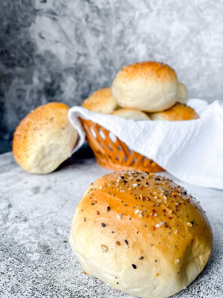 Fluffy Buns with Everything Bagel seasoning on top