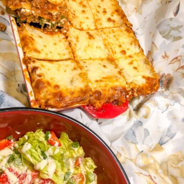 lasagna and salad