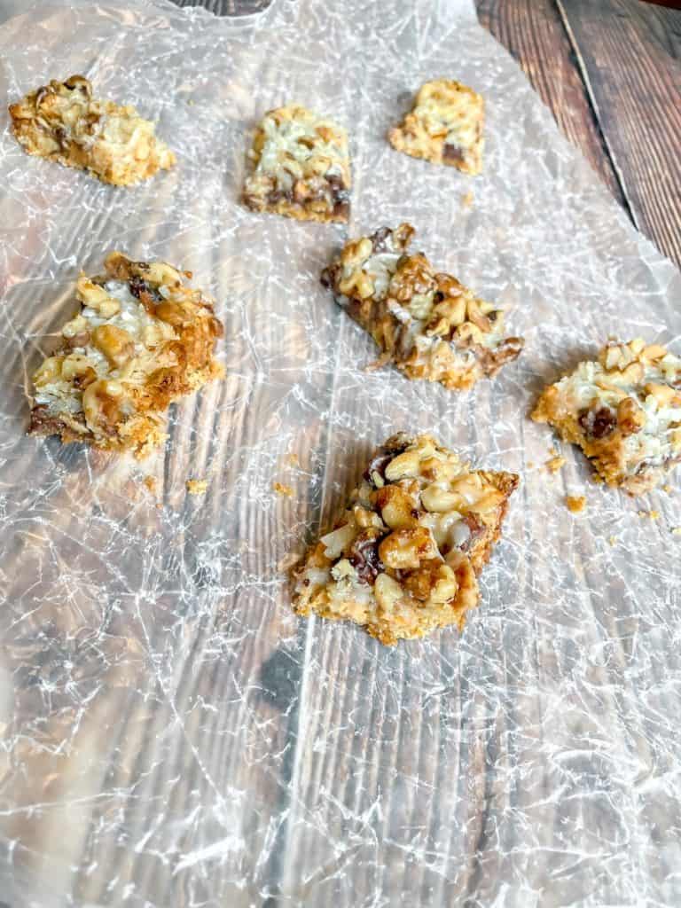 dessert bars on parchment paper