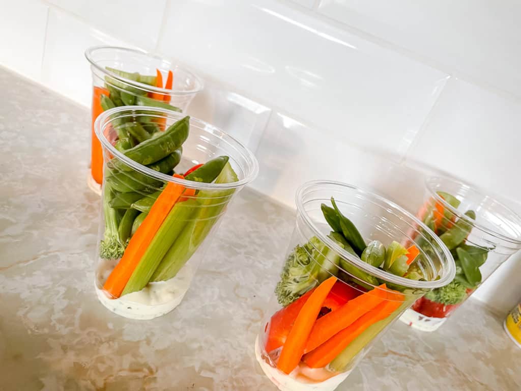 Cut vegetables in a cup