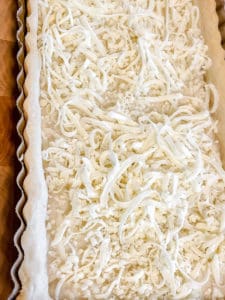 tart with shredded mozzarella cheese