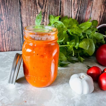 oven roasted tomato sauce in a jar