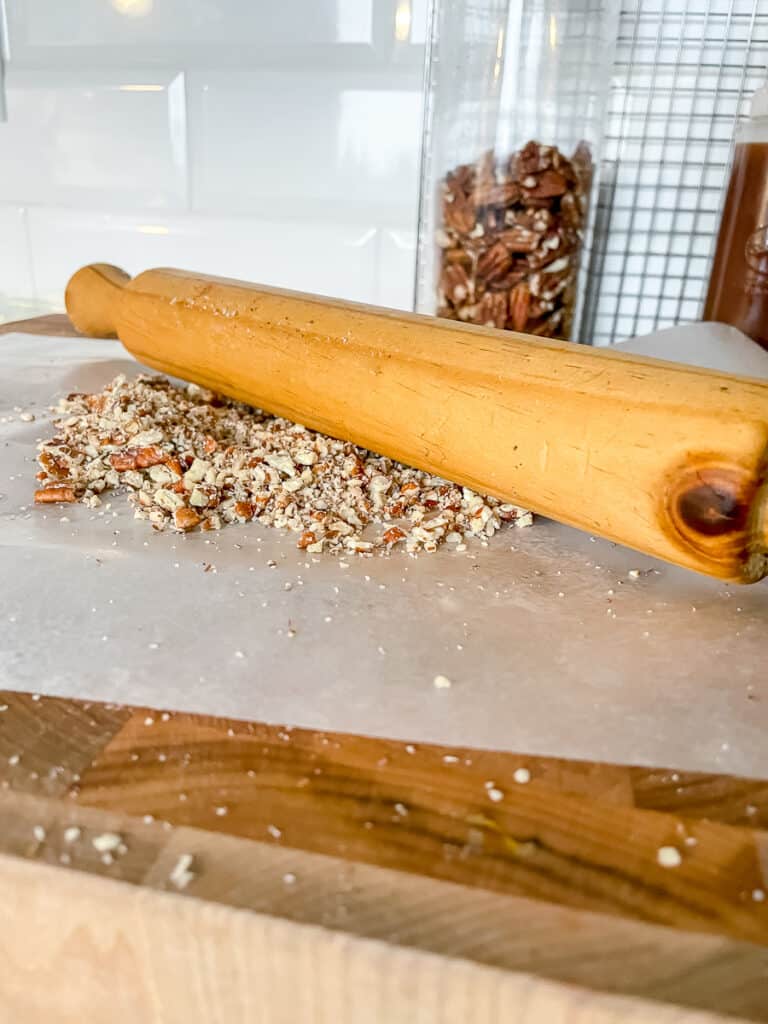 Crushing Pecans with a rolling pin