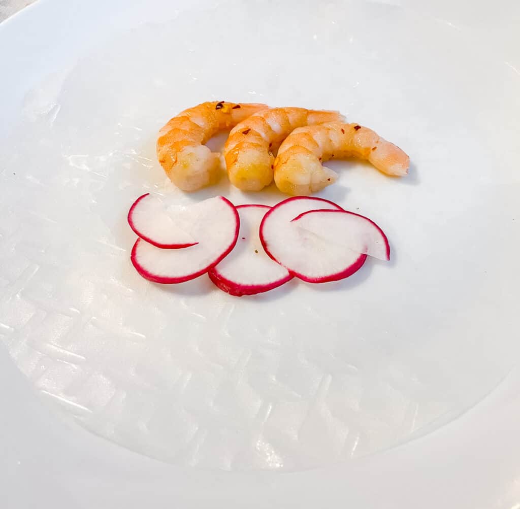 Shrimp and Radish on rice paper