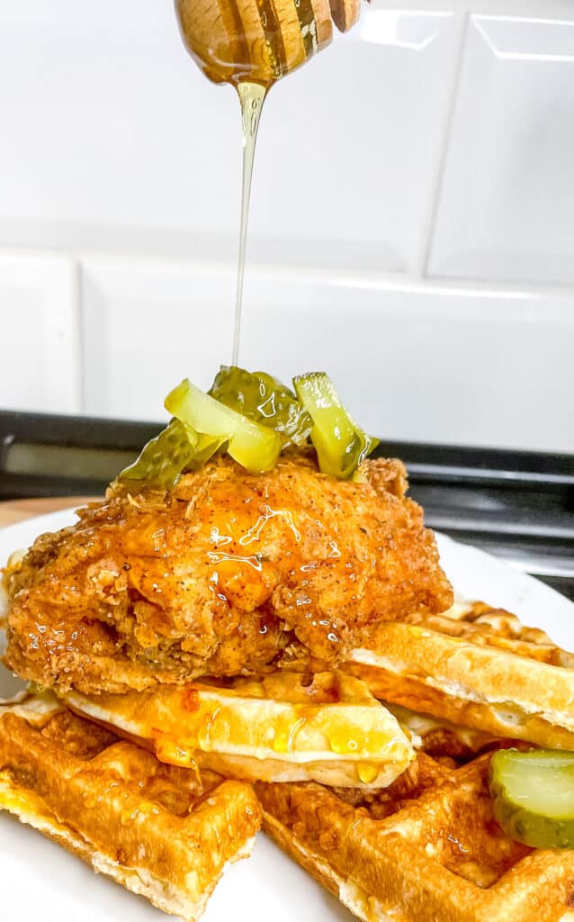Jalpeno and Cheddar Chicken and Waffles