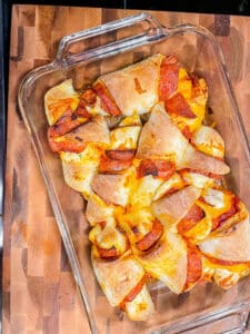 baked crescent shaped pizza rollups